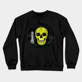 Skull, jaundice yellow, with background. Crewneck Sweatshirt